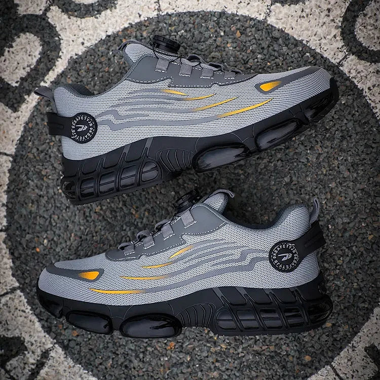 Men's steel toe work shoes, non-slip sole, ideal for daily industrial and outdoor tasks.
