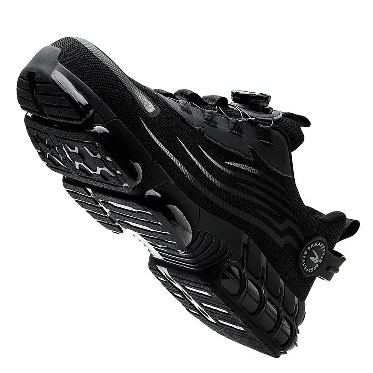 Men's quick lace safety boots with steel toe and non-slip traction for diverse work conditions.