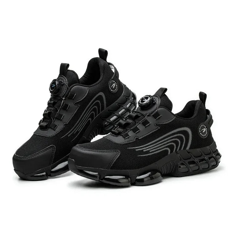 Comfortable men's steel toe safety shoes, puncture resistant and non-slip for all-day wear.