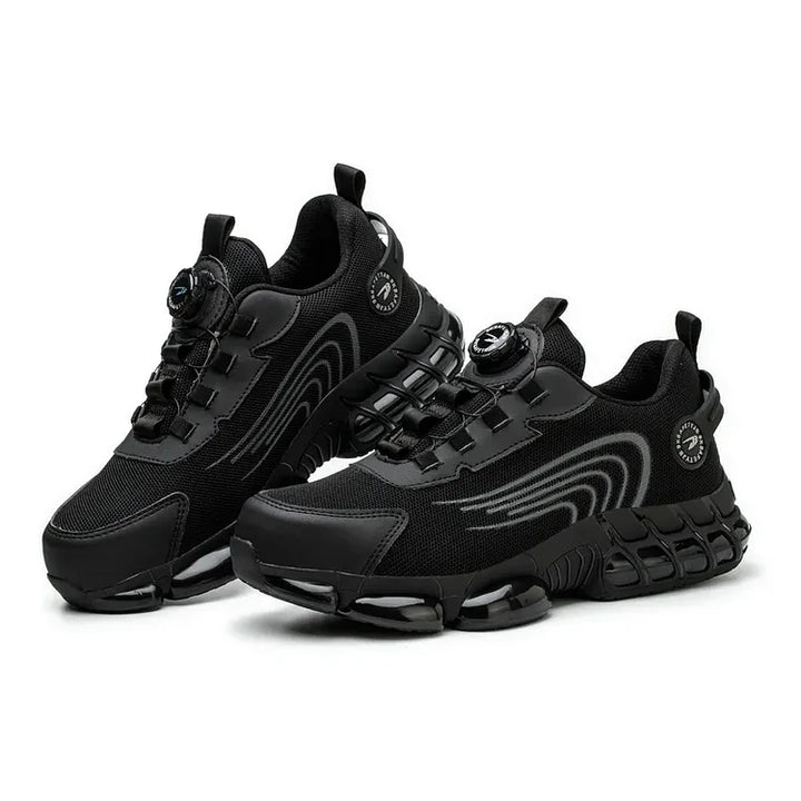 Comfortable men's steel toe safety shoes, puncture resistant and non-slip for all-day wear.