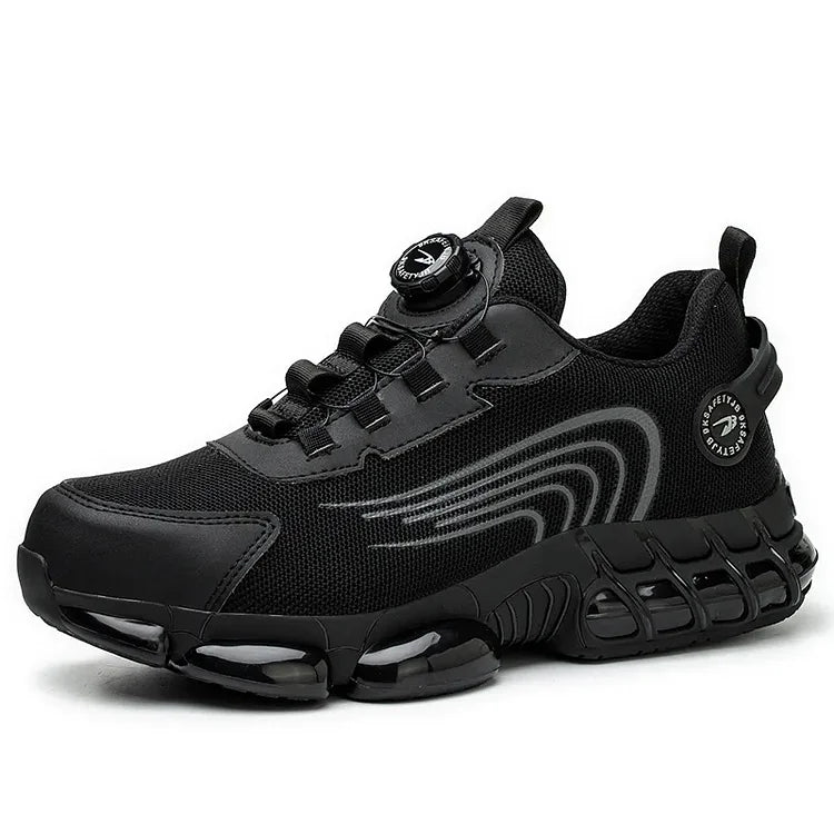 Durable men's construction footwear: steel toe, non-slip, and protective design.