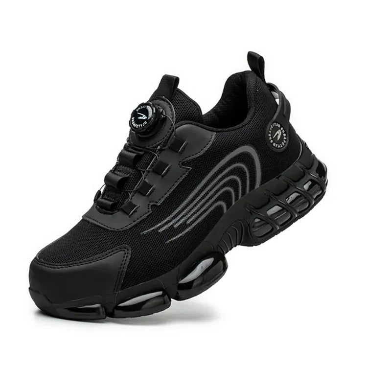 Steel toe men's safety shoes, non-slip and lightweight for agility in sports and work.