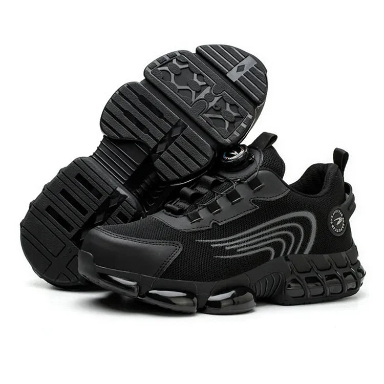 Men's athletic steel toe safety shoes, non-slip and comfortable for long hours.