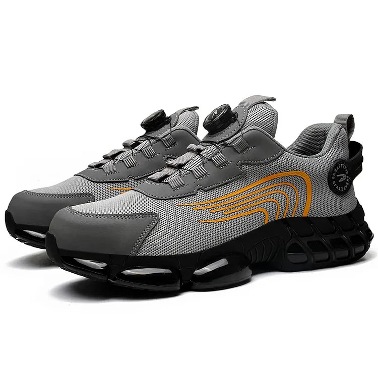 Durable men's steel toe work shoes, non-slip, designed for maximum industrial safety.