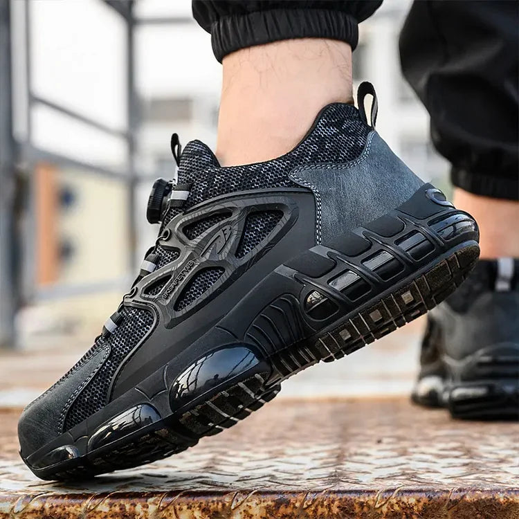 Men's lightweight safety boots with steel toe, non-slip for all-day construction comfort.