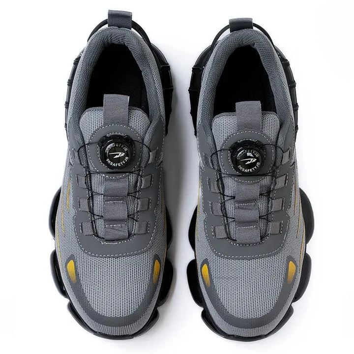 Non-slip men's safety shoes with steel toe, designed for comfort in demanding industrial environments.