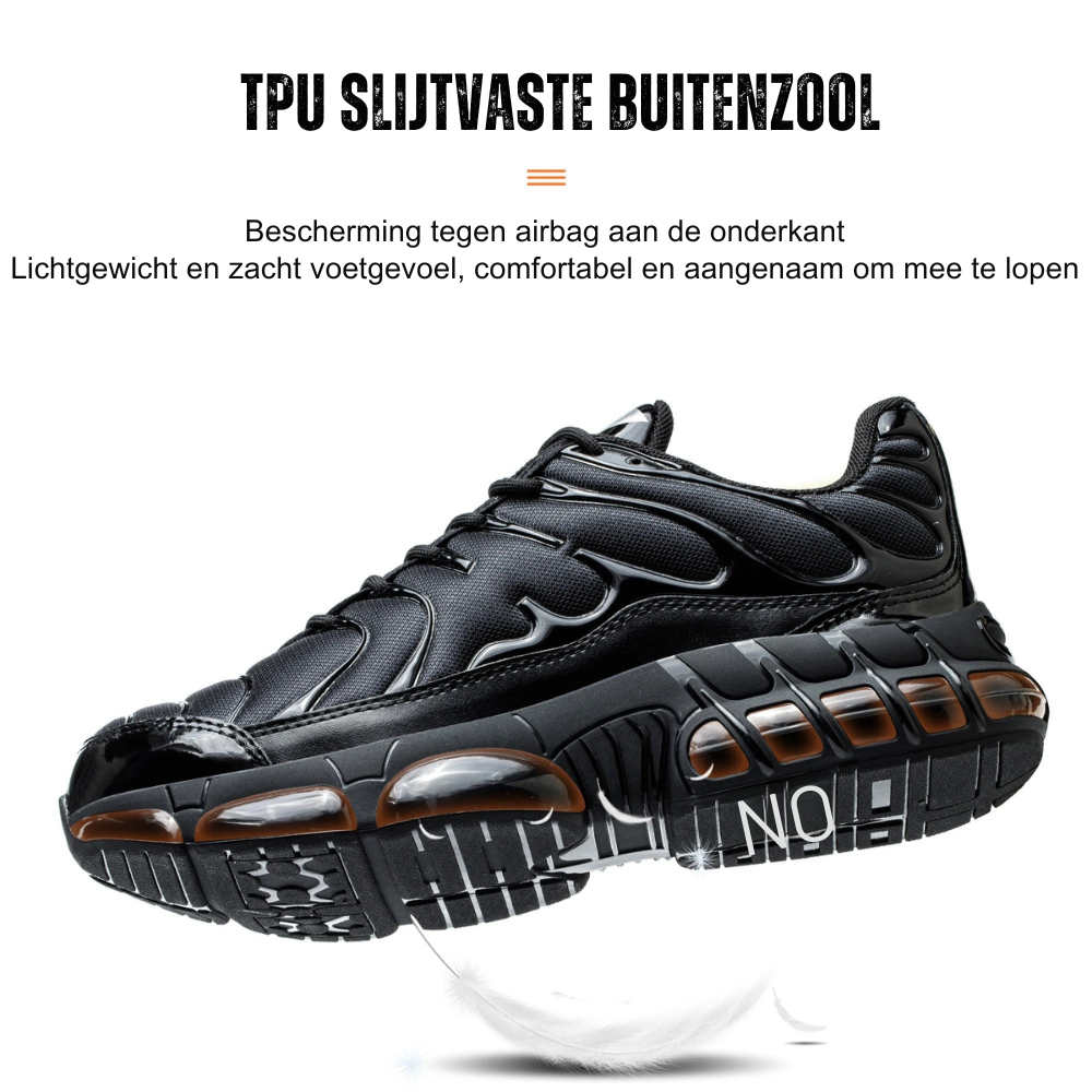 Durable men's steel toe work shoes, ideal for industrial use, offering protective gear and long-lasting comfort.