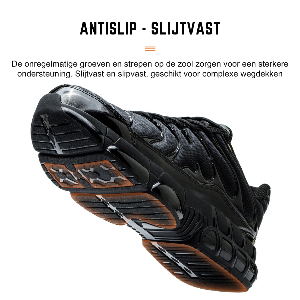 Men's protective steel toe work shoes ensuring ultimate safety & comfort for demanding construction jobs.