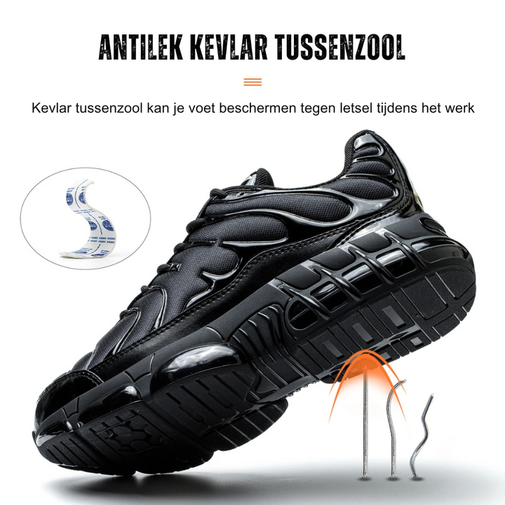 Slip-resistant men's steel toe safety work shoes, essential protective footwear for demanding industrial workwear.
