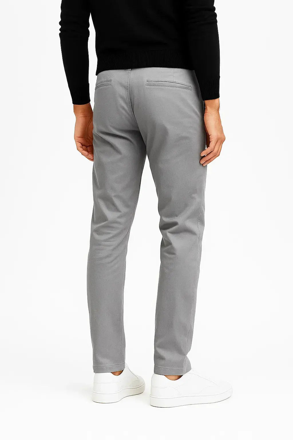 Comfortable men's straight fit stretch chino trousers, ideal for everyday wear and modern fashion.