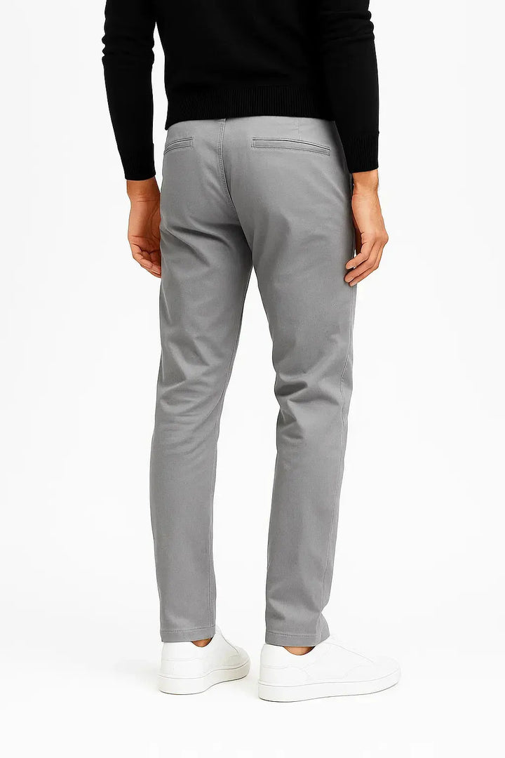 Comfortable men's straight fit stretch chino trousers, ideal for everyday wear and modern fashion.