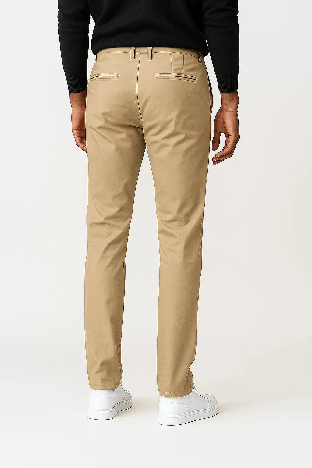 Versatile men's straight fit stretch chino pants for a comfortable, modern look; great for casual or smart occasions.