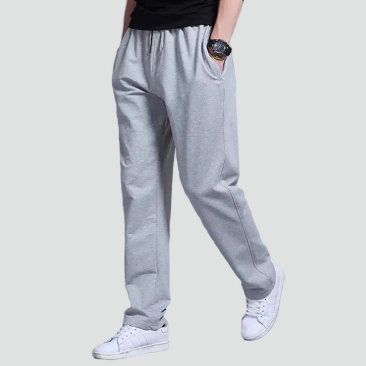 Modern men's straight leg joggers, perfect for casual outings, home comfort, or relaxed travel.