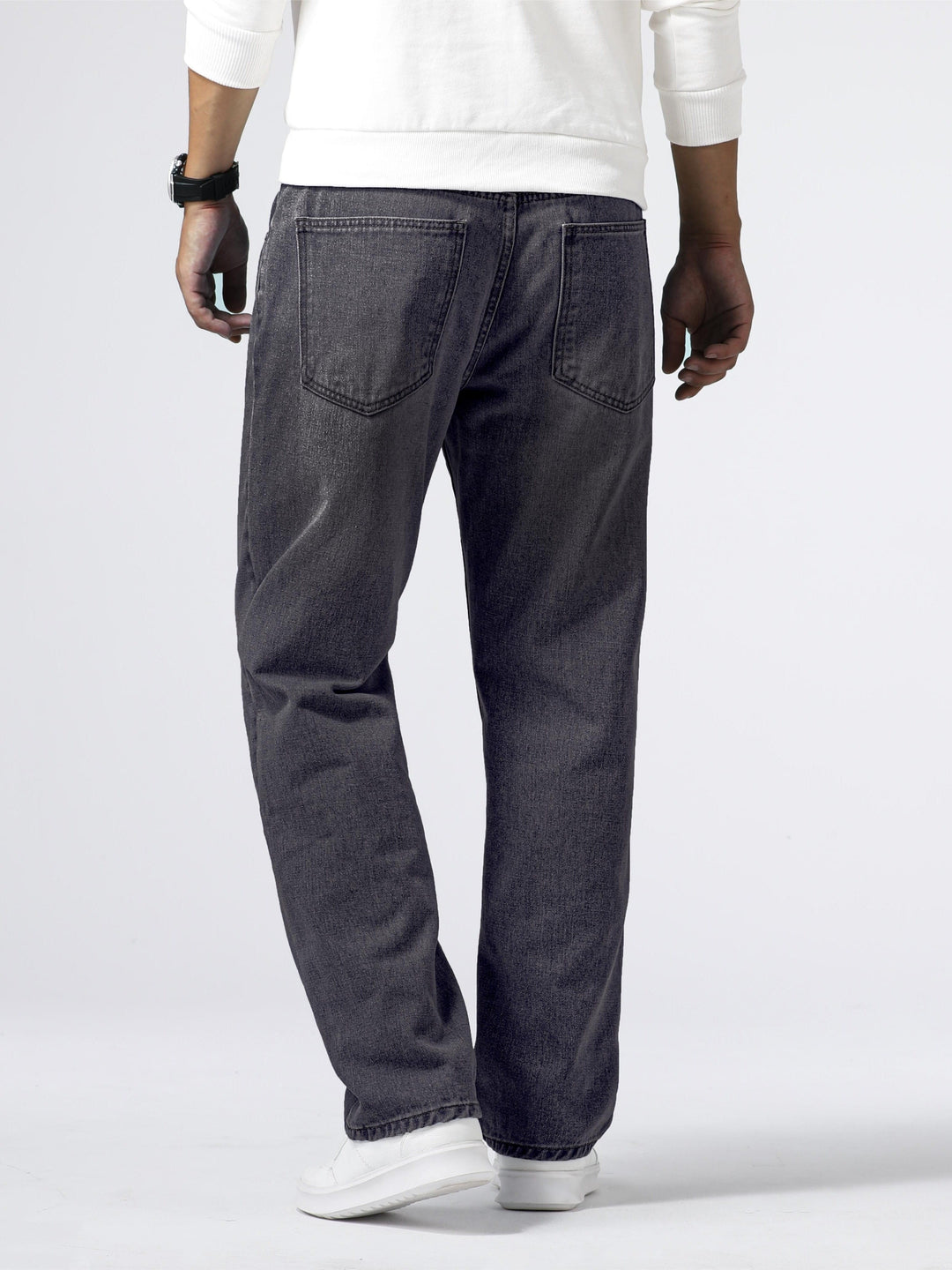 Modern men's straight leg washed jeans, designed for everyday comfort & effortless casual style.