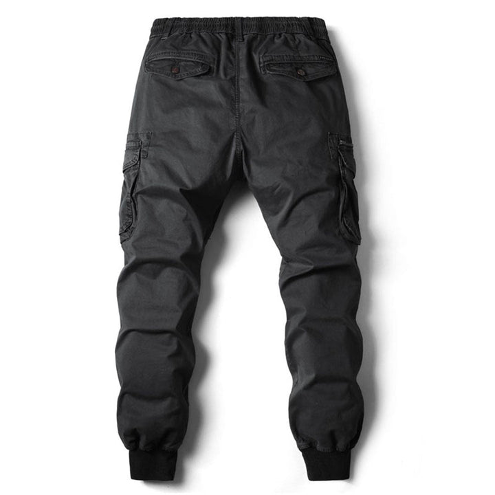 Men's stretch fit cargo pants, tapered leg, multiple utility pockets. Everyday comfort & casual style.