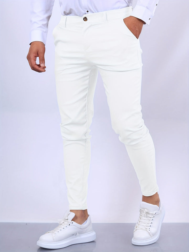 Smart casual men's slim-fit pants, designed with stretch for comfort and a flattering modern silhouette.