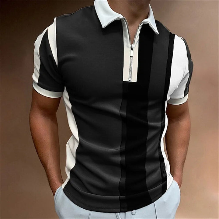Men's striped polo shirt, tailored fit, perfect for smart casual & everyday wear.