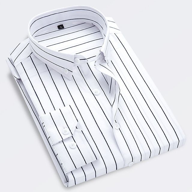 Stylish men's striped dress shirt, ideal for summer. A lightweight casual button-down for warm weather fashion.