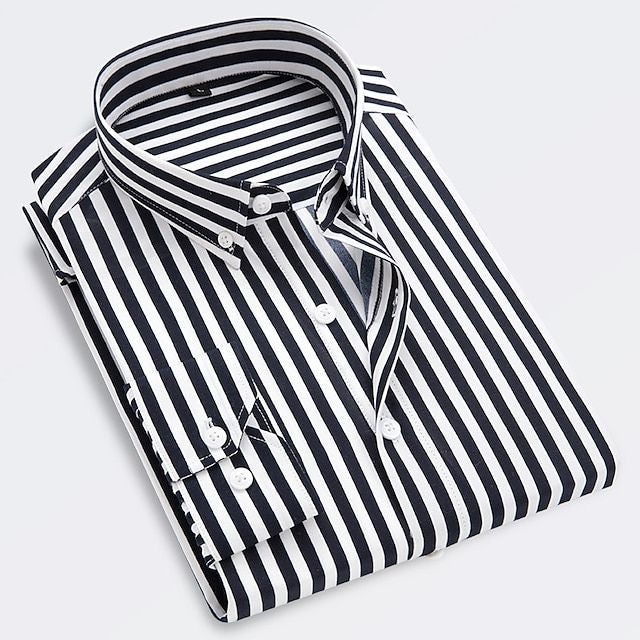 On-trend men's striped summer shirt, a lightweight short-sleeve button-down, perfect for men's warm weather fashion.