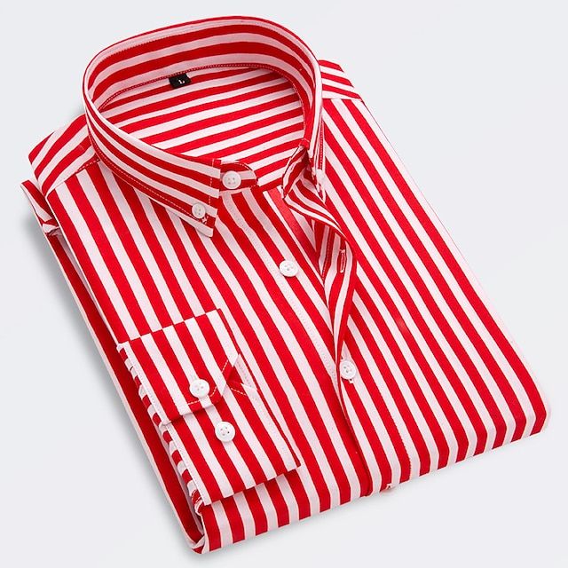 Stylish men's lightweight striped summer dress shirt. A comfortable short-sleeve button-down for warm weather.