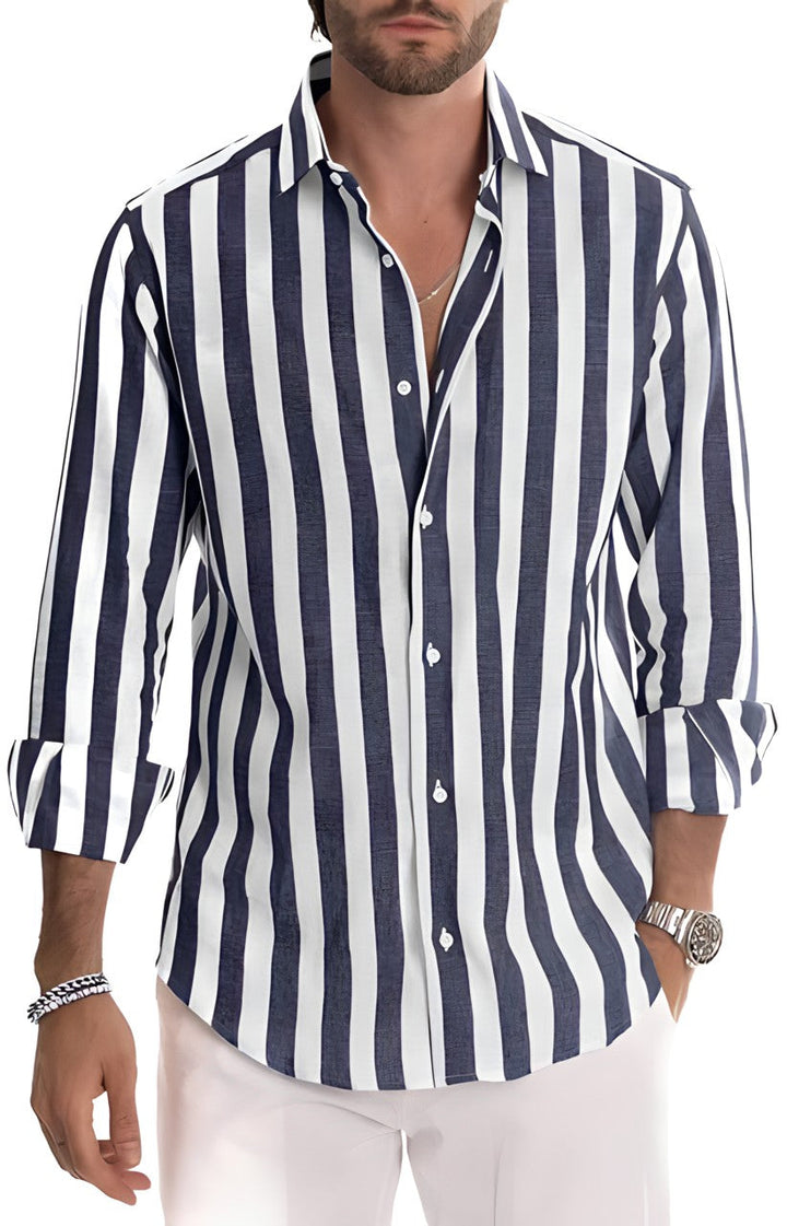Comfortable men's striped shirt, breathable and lightweight for ultimate casual summer wear and everyday style.
