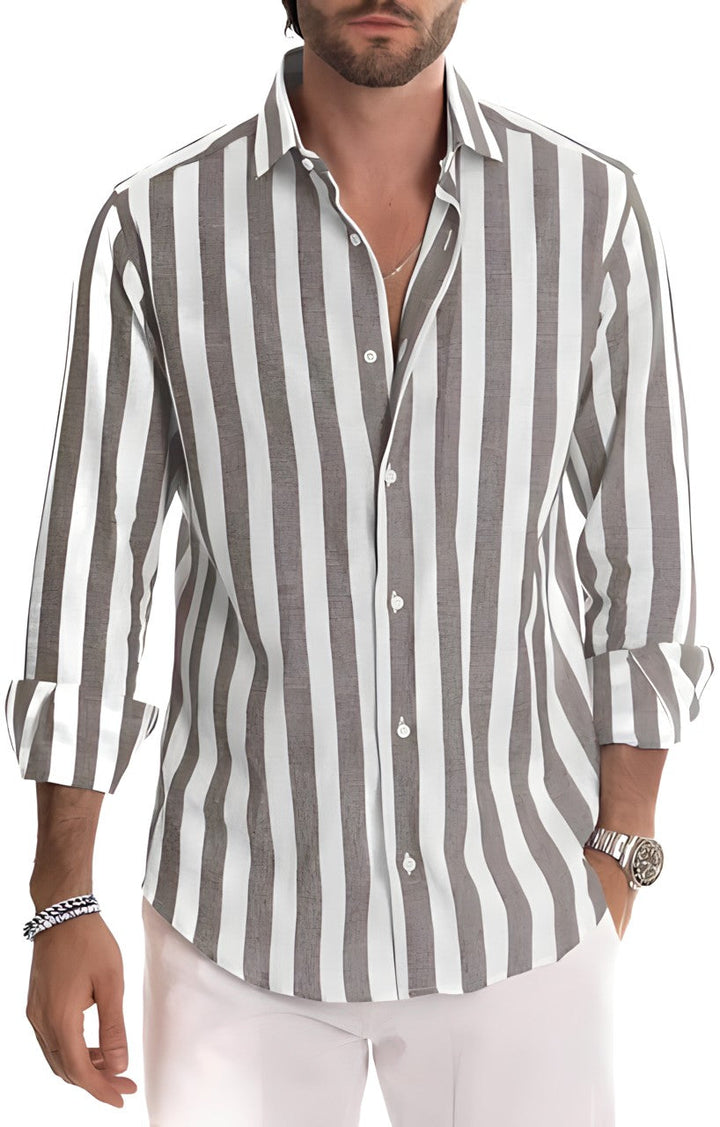 Everyday men's fashion: striped summer shirt, lightweight, breathable, and comfortable for casual warm weather.