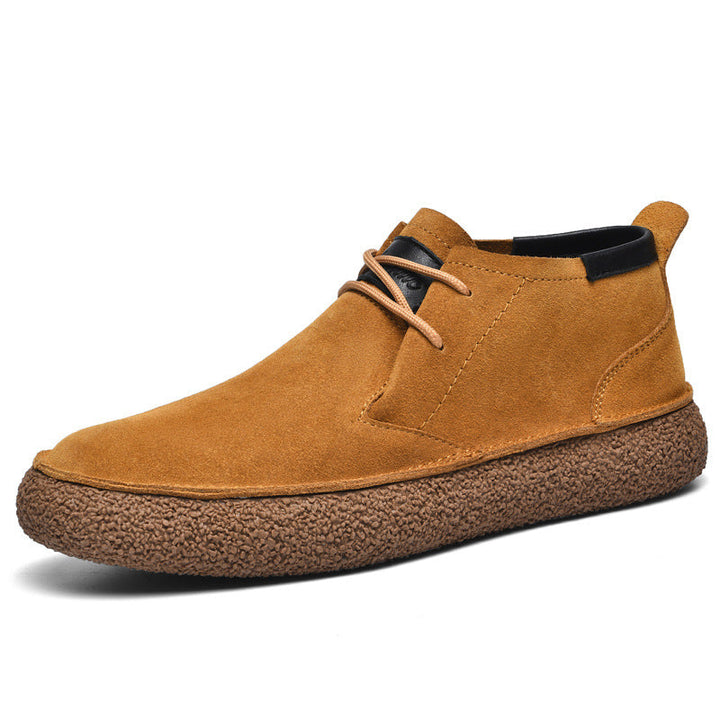 Modern men's mid-top casual shoes, featuring a structured oxford lace-up for urban versatility.