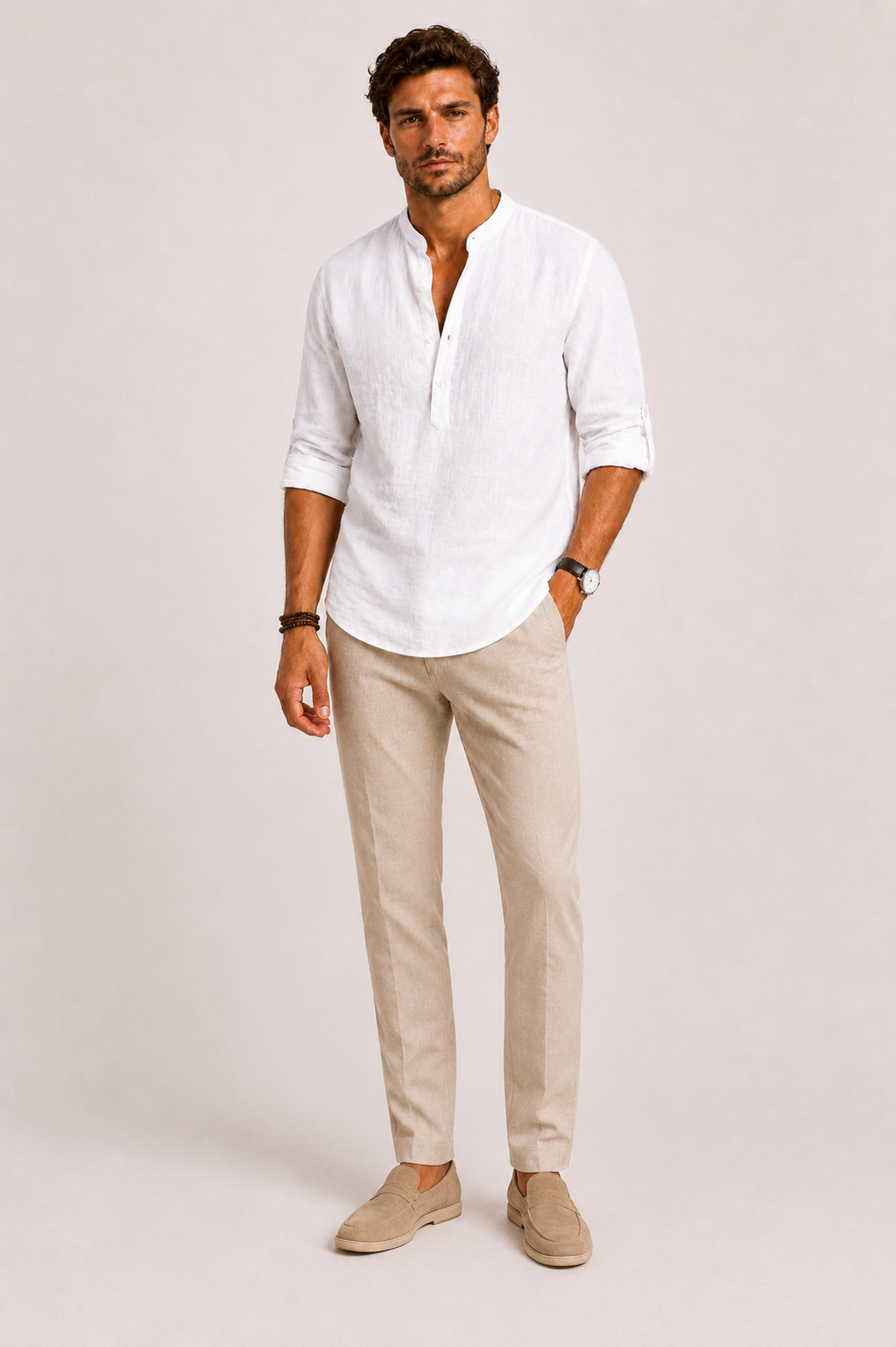 Lightweight & comfortable men's summer shirt with a relaxed fit. Ideal for spring fashion, travel & city style.