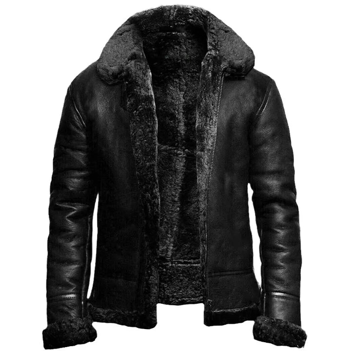Modern men's zip-up jacket with a high collar. Structured outerwear, ideal for stylish fall & winter apparel.
