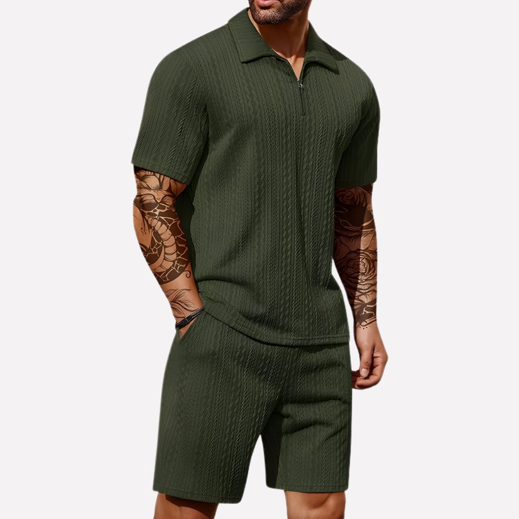 Men's stylish 2-piece polo shirt & shorts set. Perfect casual summer outfit.