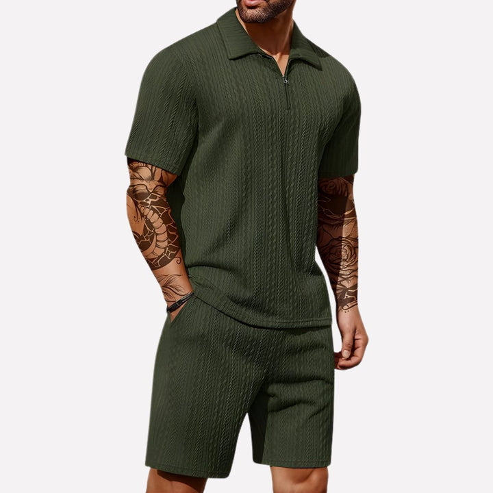 Men's stylish 2-piece polo shirt & shorts set. Perfect casual summer outfit.