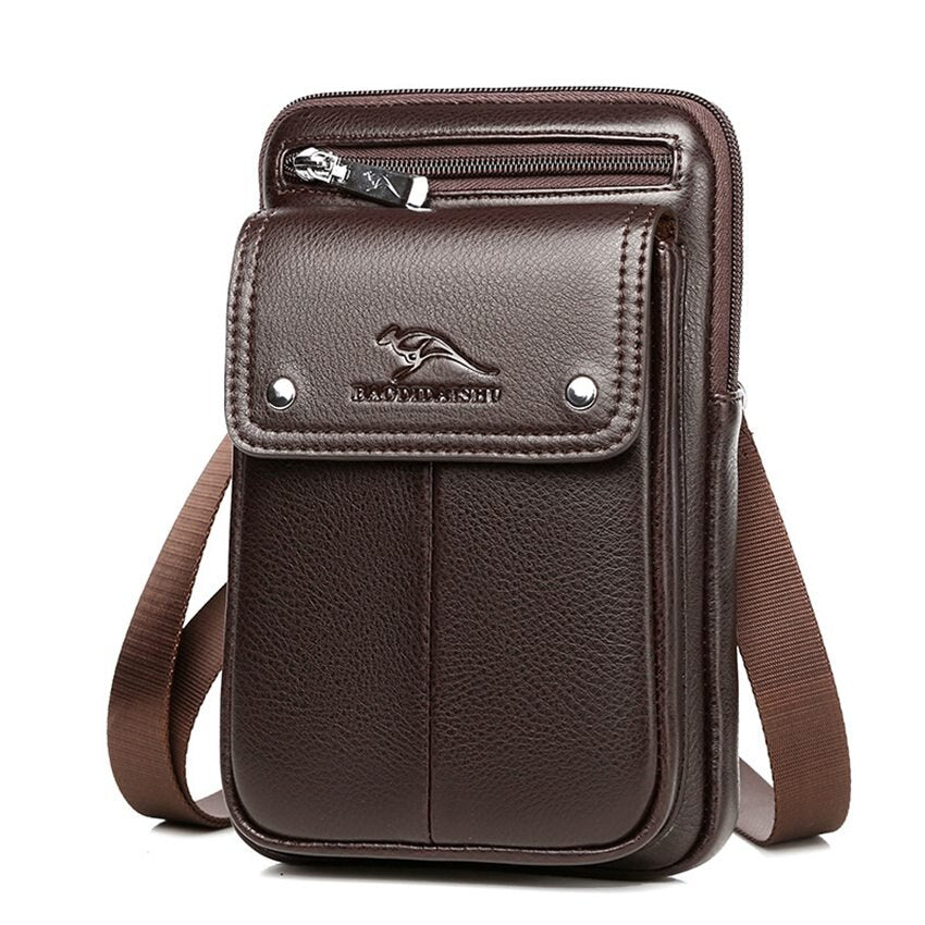 Versatile men's shoulder bag in sleek leather, ideal for urban commuting & carrying daily necessities with style.