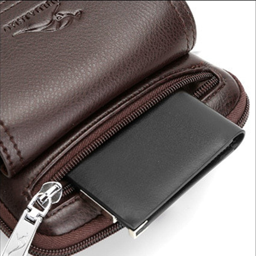 Elegant men's compact crossbody bag, crafted from high-quality leather, perfect for the stylish modern man.