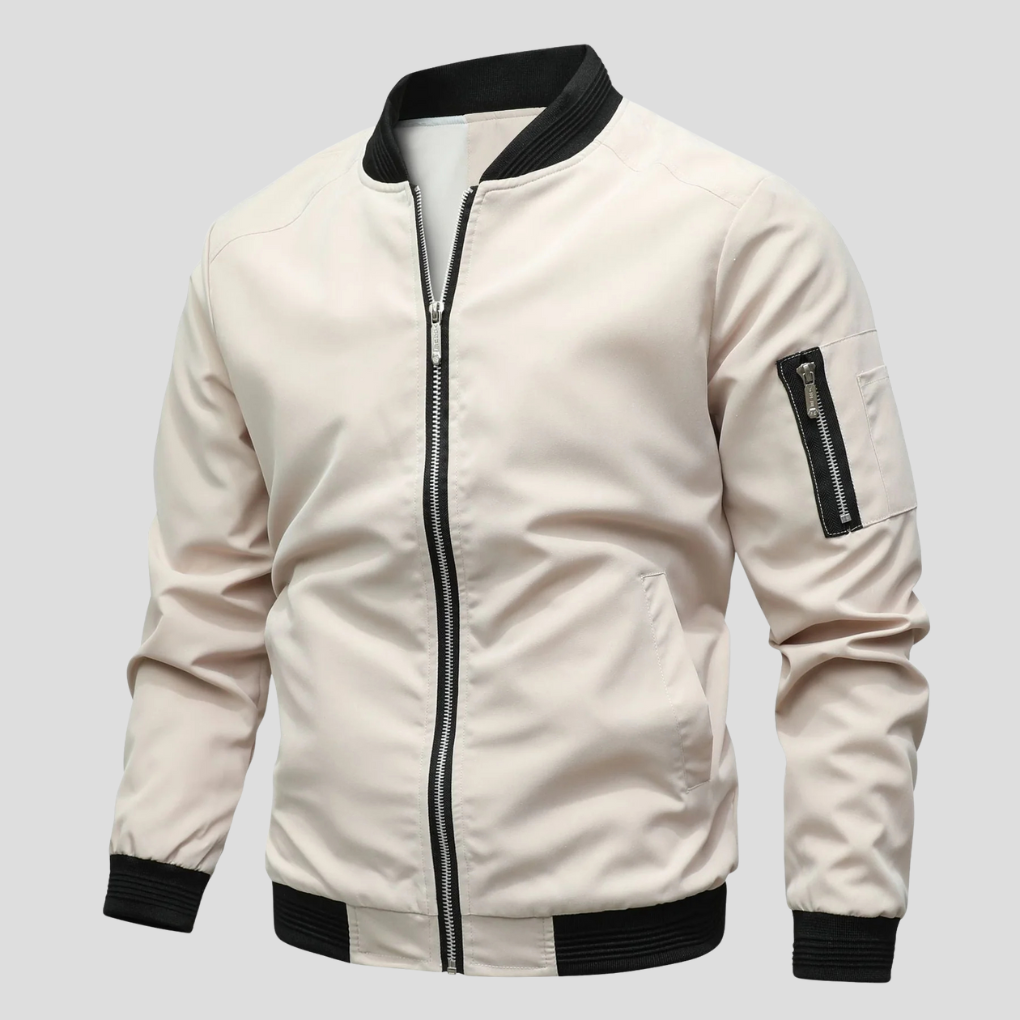 Men's stylish bomber jacket, versatile outerwear for casual wear, perfect for spring & fall fashion.