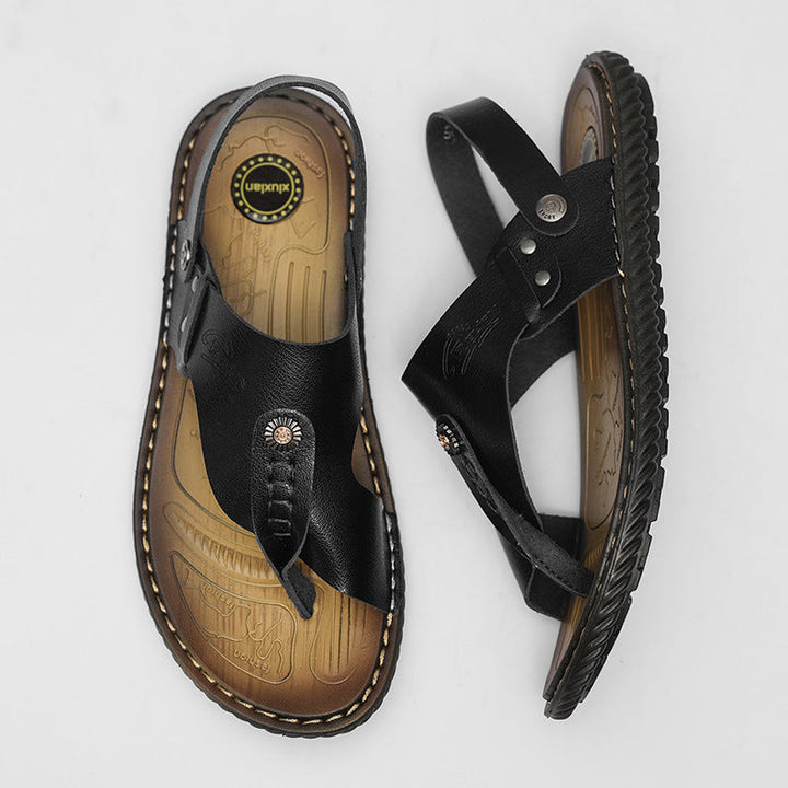 Premium men's leather flip-flops, designed for ultimate casual comfort & stylish summer beach wear.