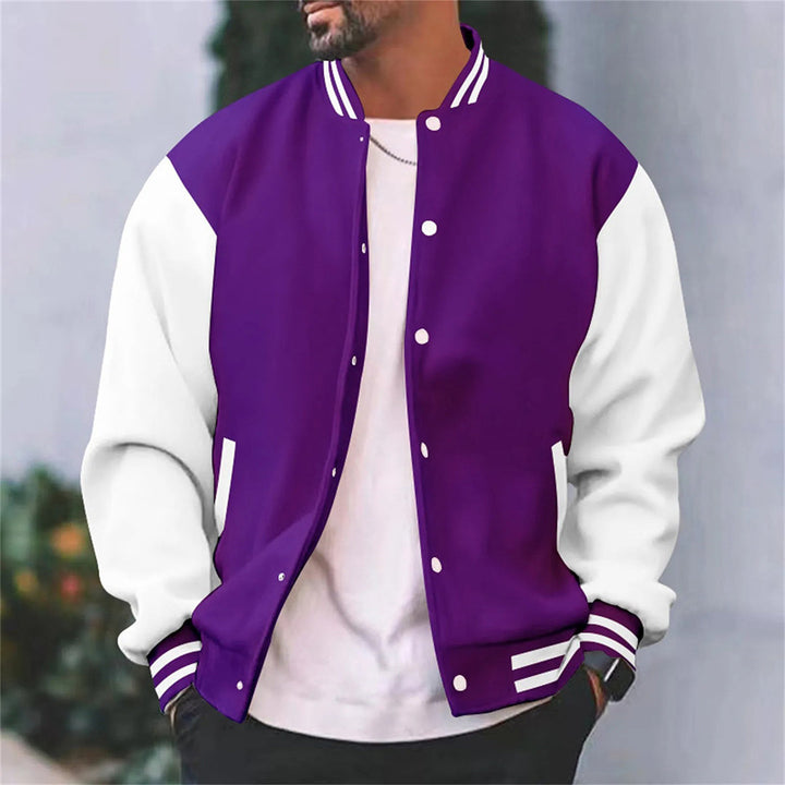Versatile men's casual baseball jacket, a stylish autumn essential. Great for everyday wear.