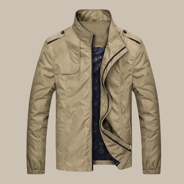 Men's stylish casual oxford jacket for autumn comfort. Warm, versatile fall outerwear with a classic collar.