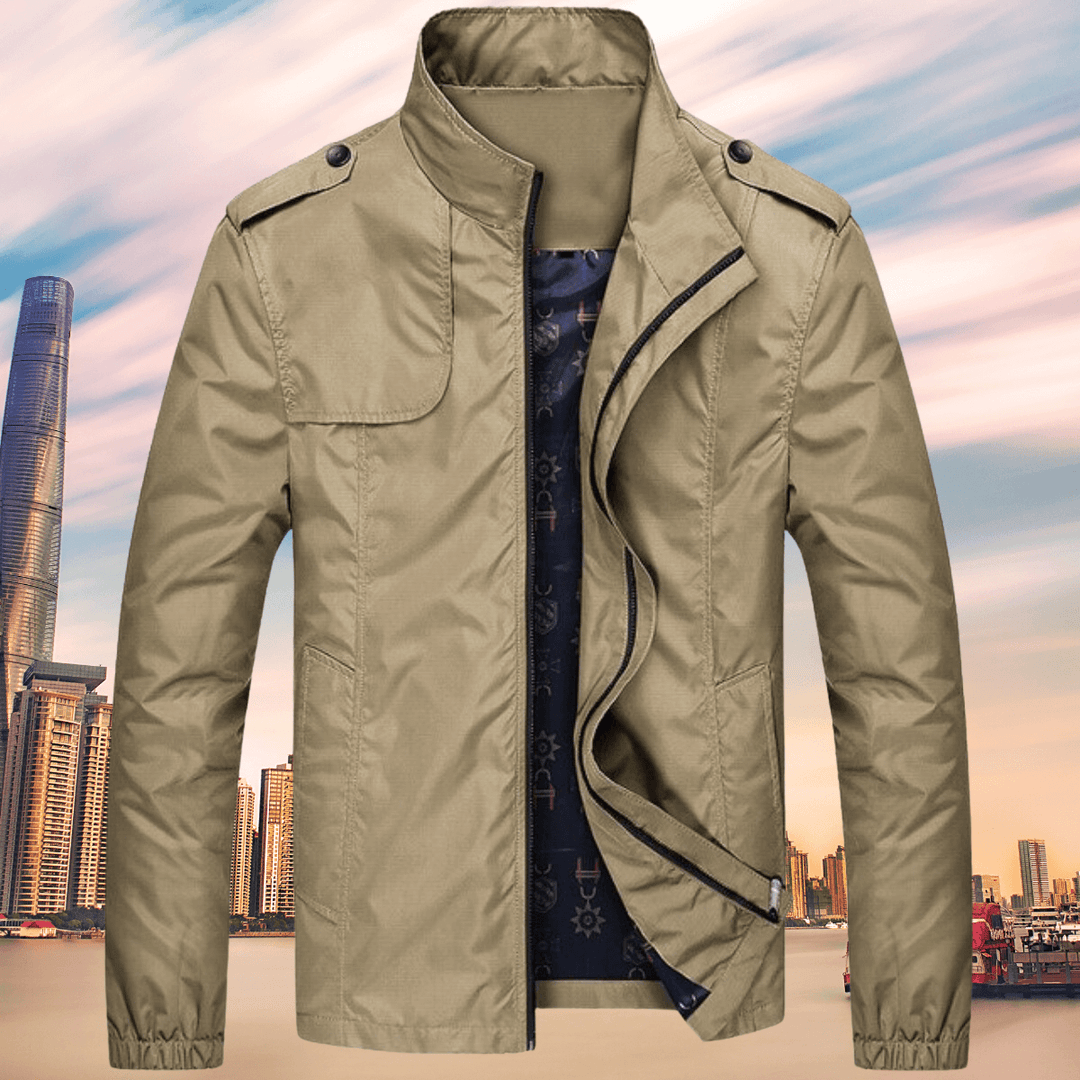 Trendy men's autumn jacket in an oxford style. Perfect casual outerwear for fall fashion & everyday versatility.