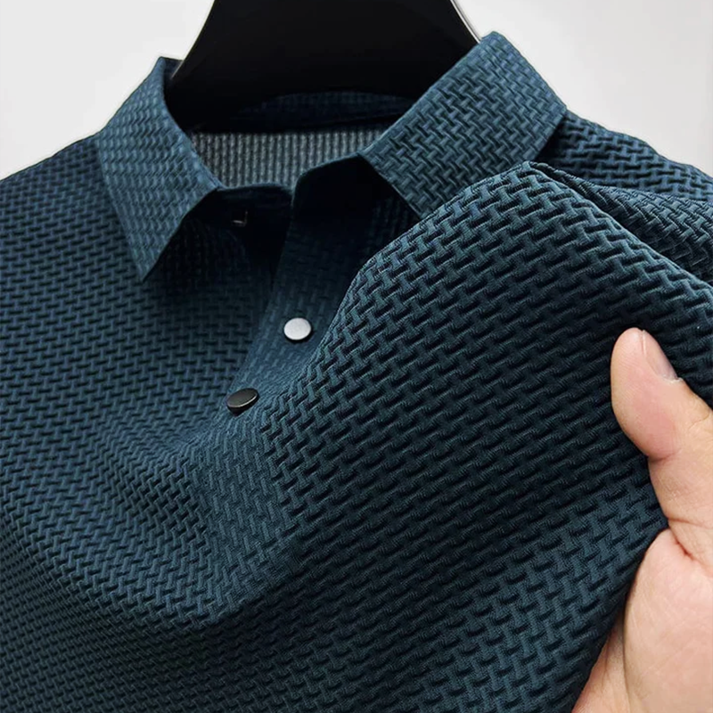 Versatile men's collared polo shirt, offering smart casual comfort. Great for modern fit menswear and summer style.