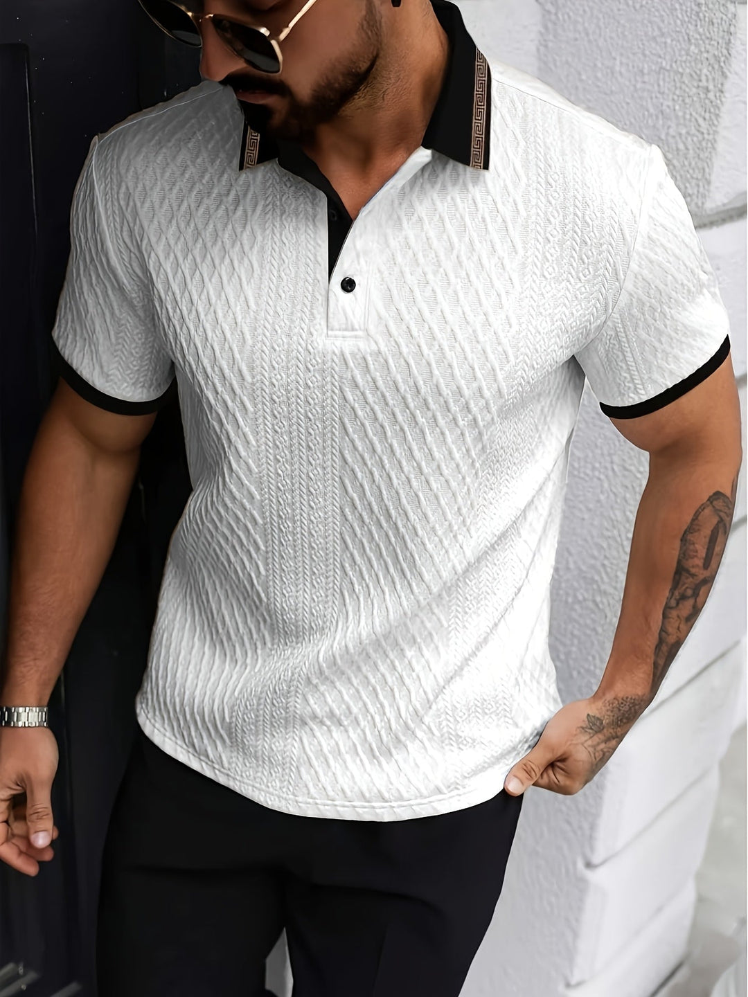 Men's stylish colorblock polo shirt, perfect for casual wear & summer style.