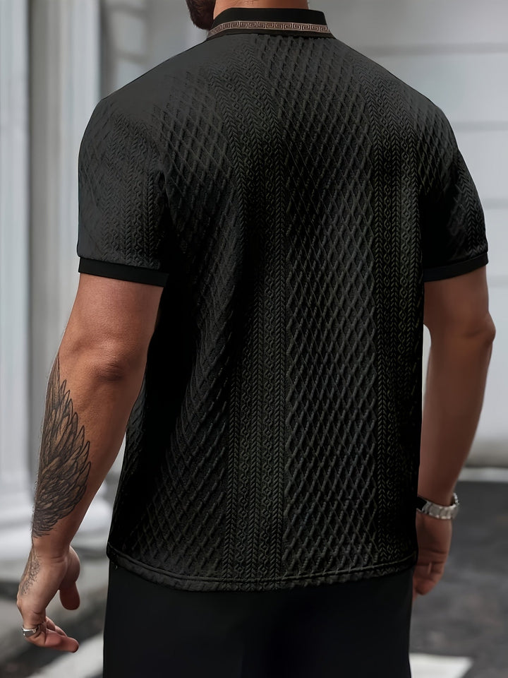 Stylish men's colorblock polo, great for casual comfort, golf, summer fashion & everyday wear.