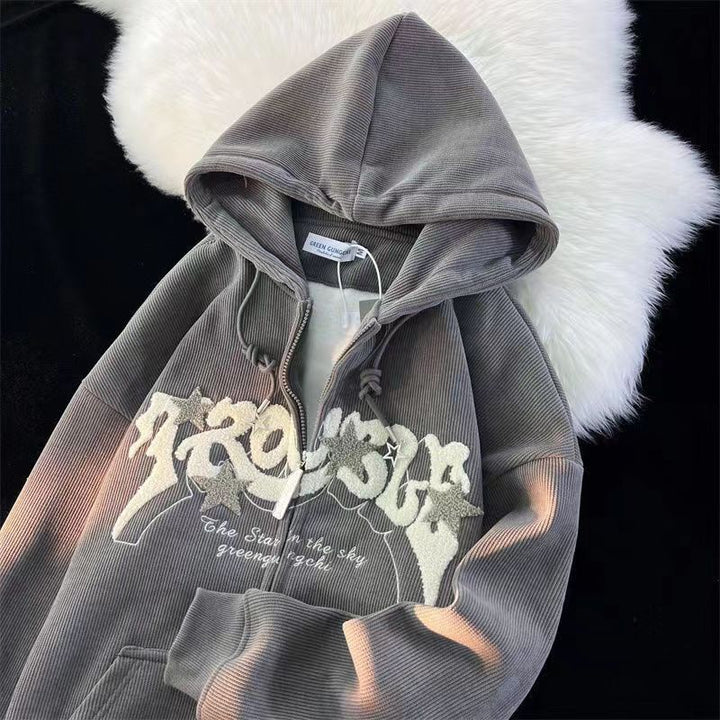 Men's stylish embroidered hoodie, perfect for everyday casual wear & comfortable streetwear fashion.