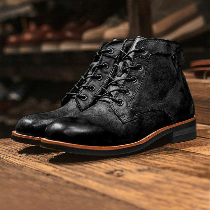 Men's stylish everyday ankle boots, functional lace-up design for urban casual or dress wear. Durable men's footwear.