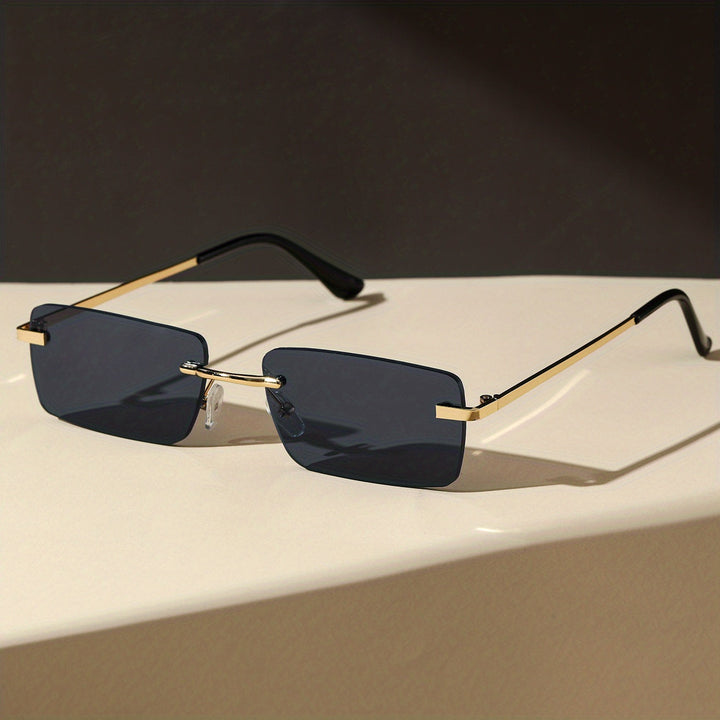 Men's trendy frameless sunglasses, modern rimless design with excellent UV protection.