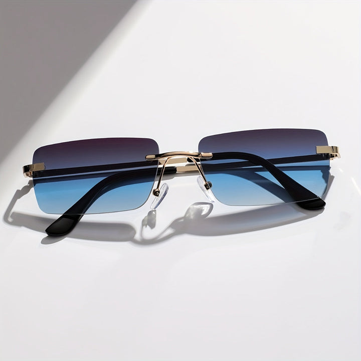 Lightweight frameless sunglasses for men, featuring a modern metal frame & UV protection.