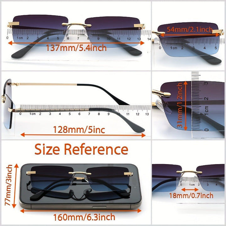 Trendy men's rimless sunglasses, providing stylish UV protection for any outdoor activity.