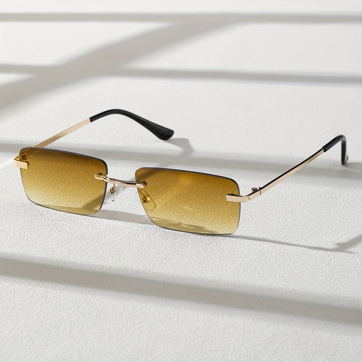 Modern frameless eyewear for men, combining comfort, style, and essential UV protection.