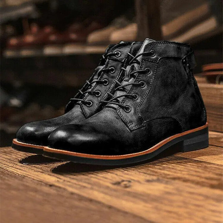 Versatile men's brown lace-up ankle boots, offering comfort & durability for both casual and formal outfits.
