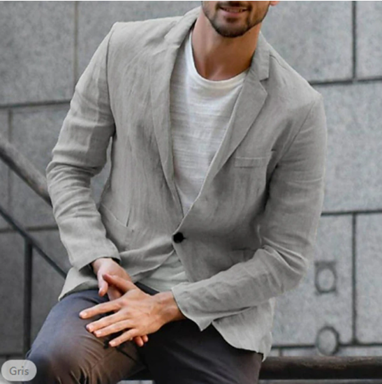 Men's stylish lightweight summer blazer in light fabric, perfect for warm weather events & smart casual looks.