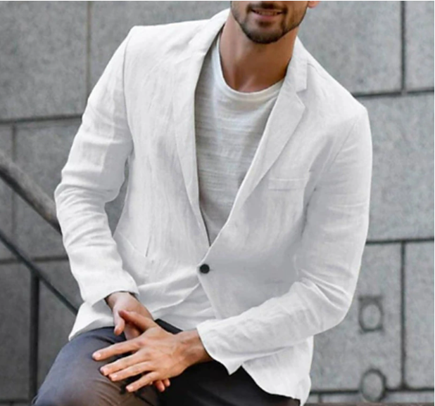 Men's elegant summer blazer for formal or casual events. A fashionable, lightweight jacket for men's warm weather style.